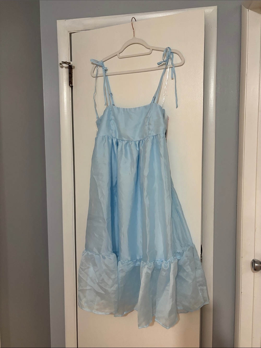 Wild Fable Light Blue Tie-Shoulder Babydoll Dress